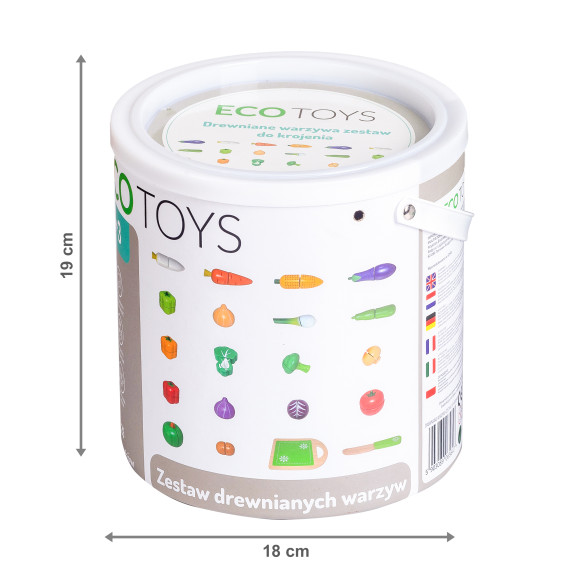 Fa szeletelhető  zöldségek kiegészítőkkel 20 db ECOTOYS